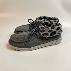 Hey Dude! Women's Britt Loafers Comfort Slip-on Shoes Grey Cheetah Size 7